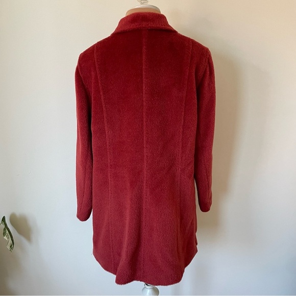 Cinzia Rocca Baby Alpaca Wool Red Hidden Button Placket Pointed Collar Coat 10 - Picture 6 of 12